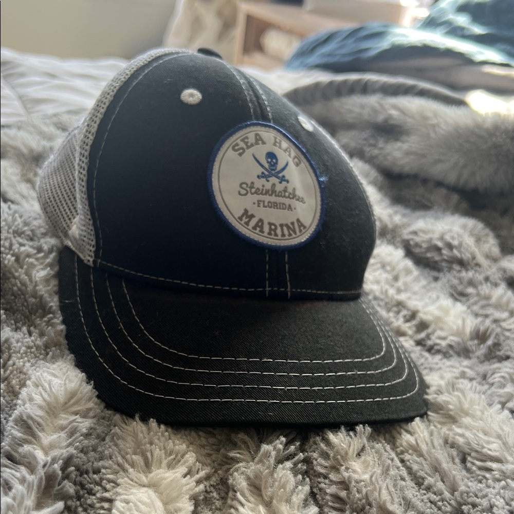 Sea Hag Marina Steinhatchee Florida Black Mesh Trucker Hat